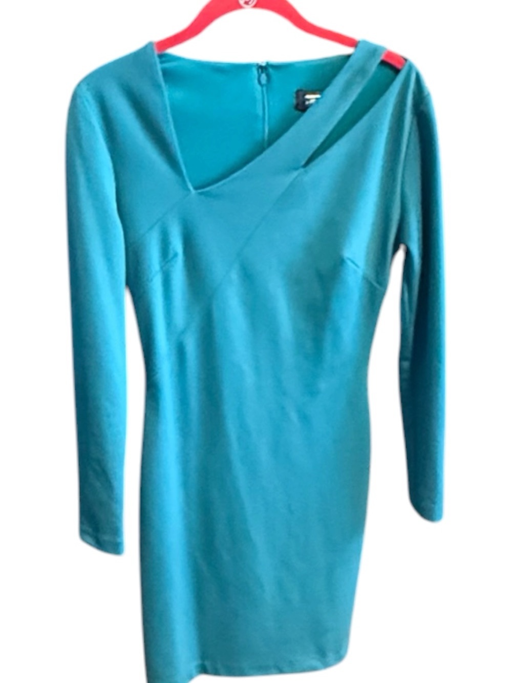 Alexia Admor Teal Long-Sleeve V-Neck Bodycon Dress